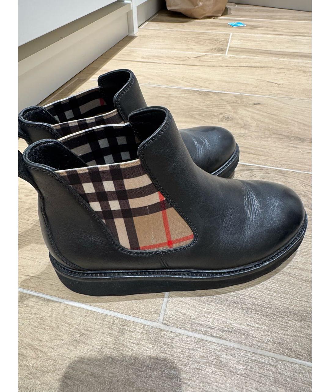 BURBERRY KIDS Черные кожаные ботинки, фото 6