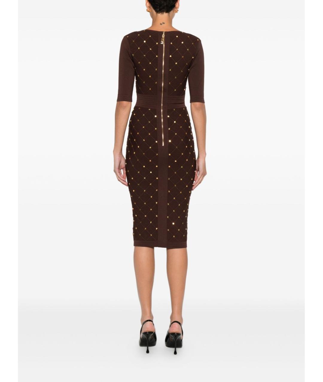 ELISABETTA FRANCHI Бордовое полиэстеровое платье, фото 4