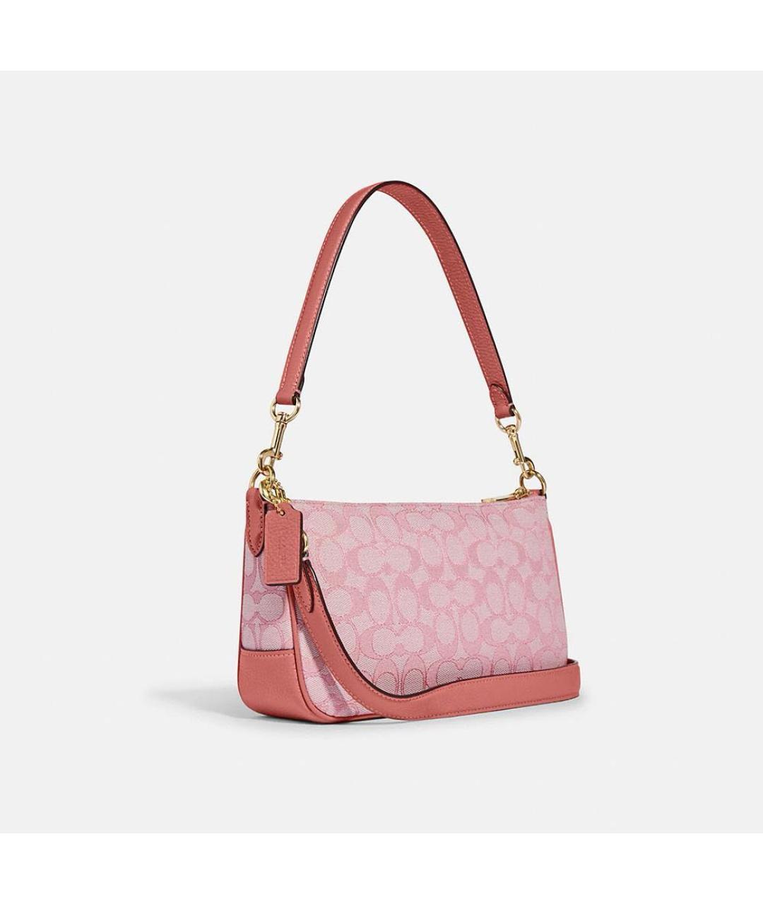 COACH Коралловая жаккардовая сумка с короткими ручками, фото 2
