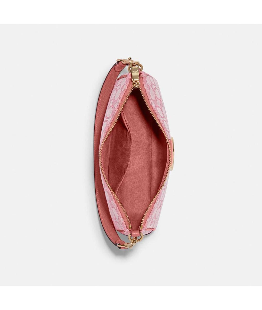 COACH Коралловая жаккардовая сумка с короткими ручками, фото 3