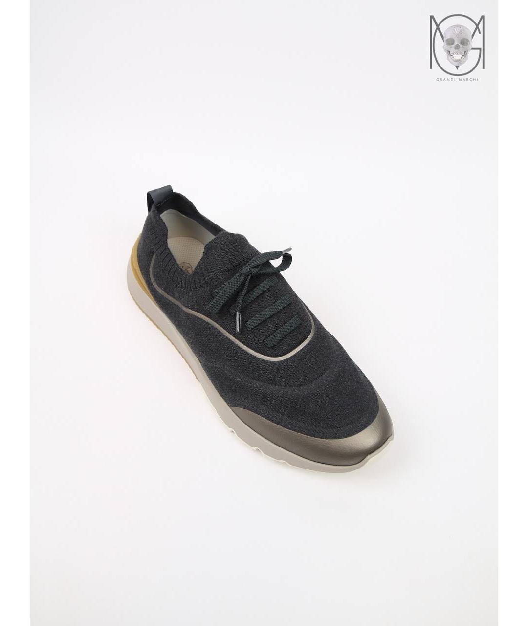 BRUNELLO CUCINELLI Серые текстильные низкие кроссовки / кеды, фото 6