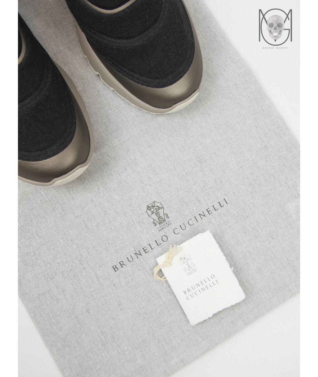 BRUNELLO CUCINELLI Серые текстильные низкие кроссовки / кеды, фото 7