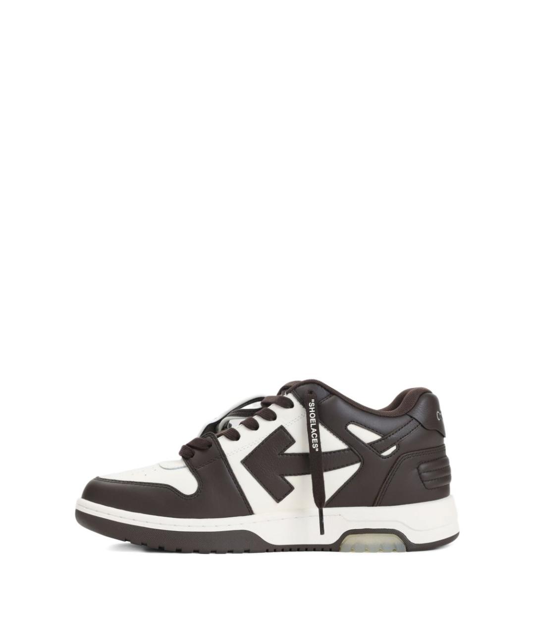 OFF-WHITE Коричневые кожаные низкие кроссовки / кеды, фото 3