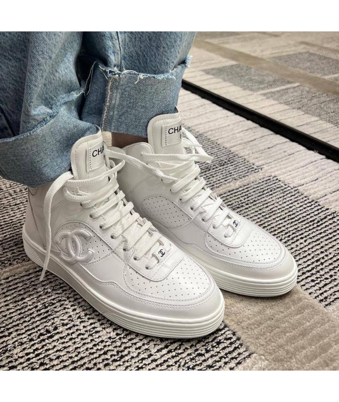 CHANEL Белые кожаные кеды, фото 5