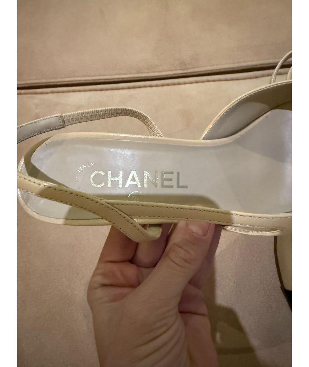 CHANEL Бежевые кожаные туфли, фото 4