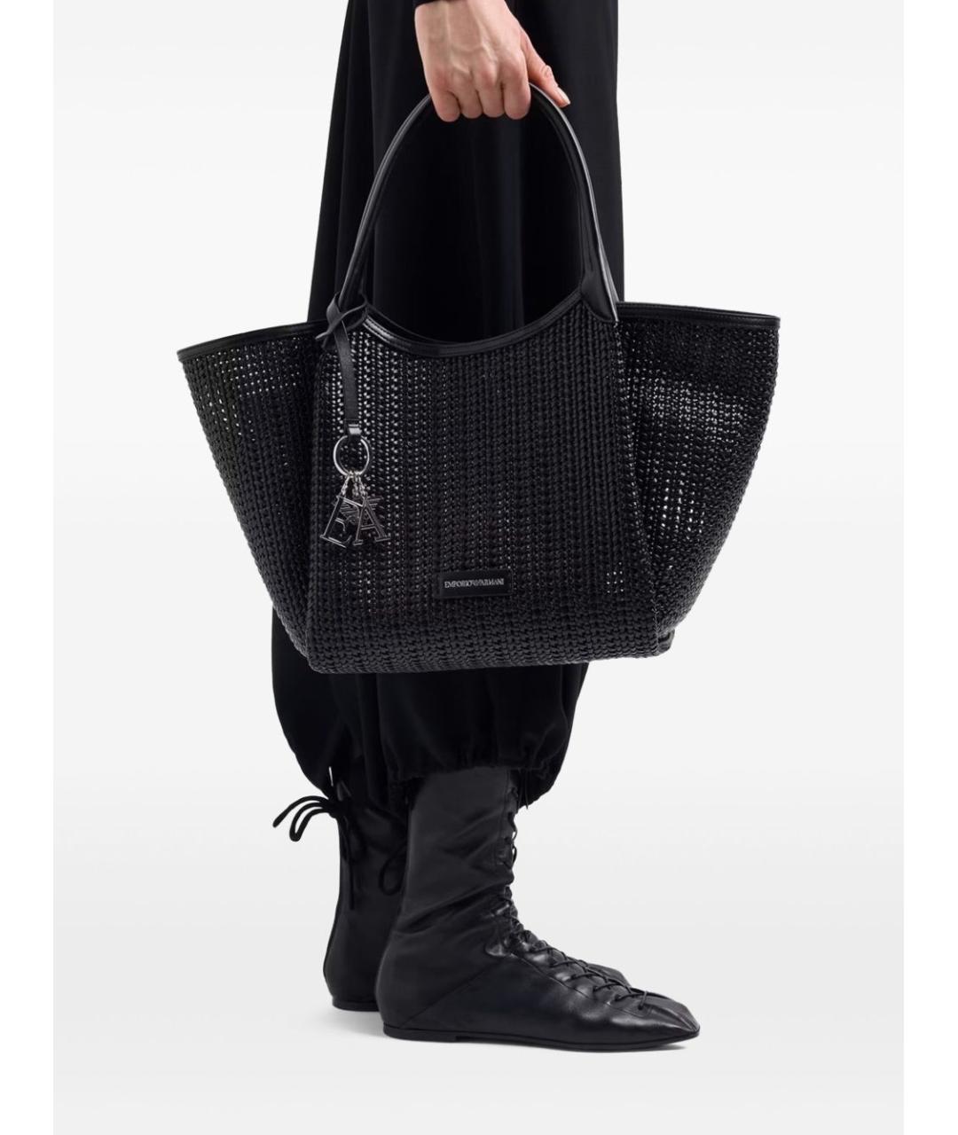 EMPORIO ARMANI Черная синтетическая сумка тоут, фото 4