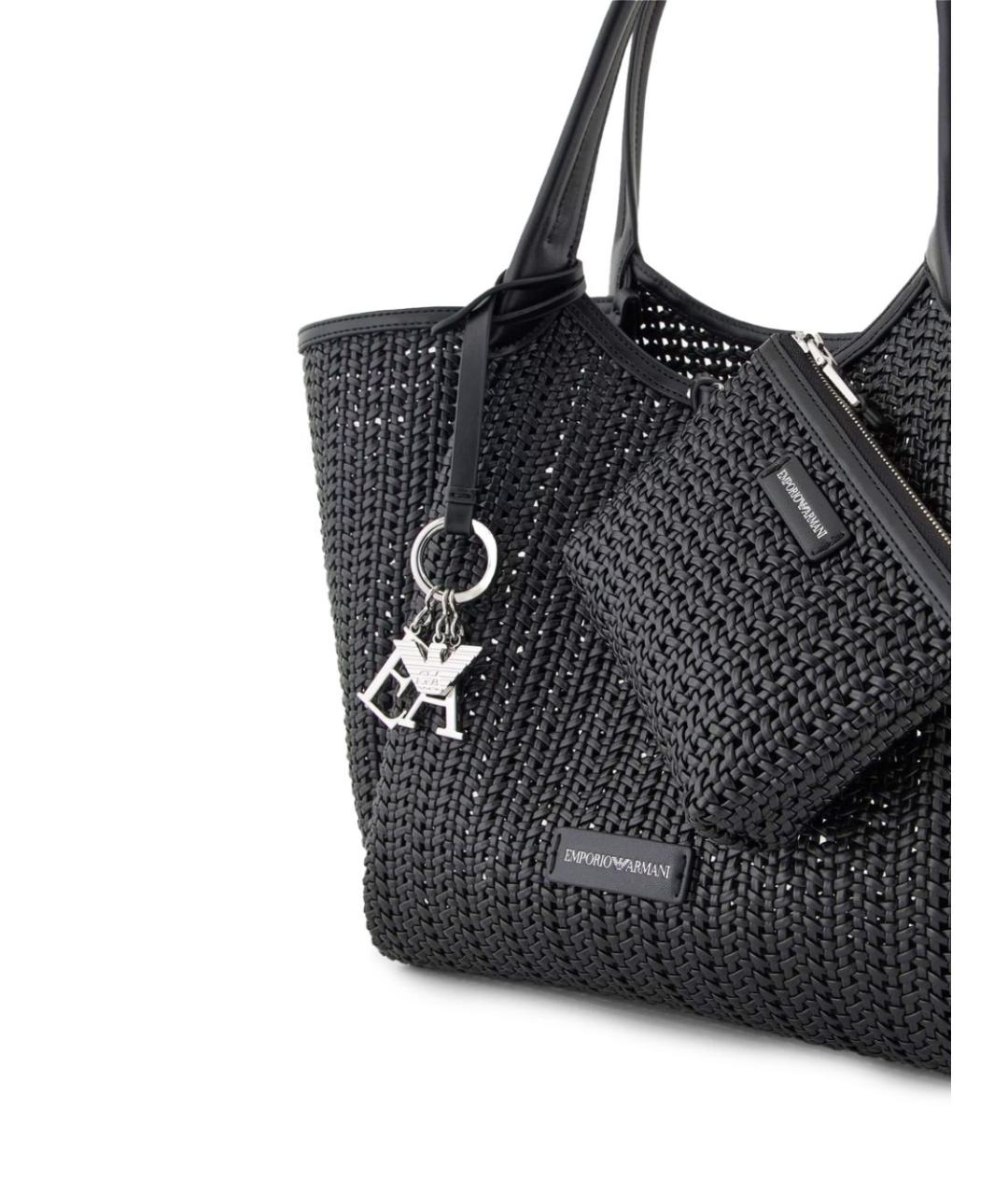 EMPORIO ARMANI Черная синтетическая сумка тоут, фото 5