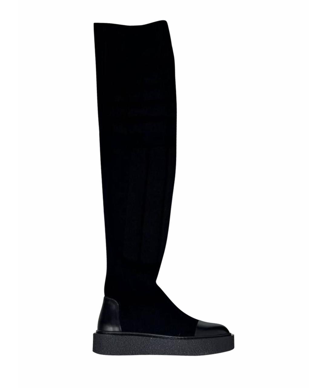 MAX MARA Черные кожаные сапоги, фото 1