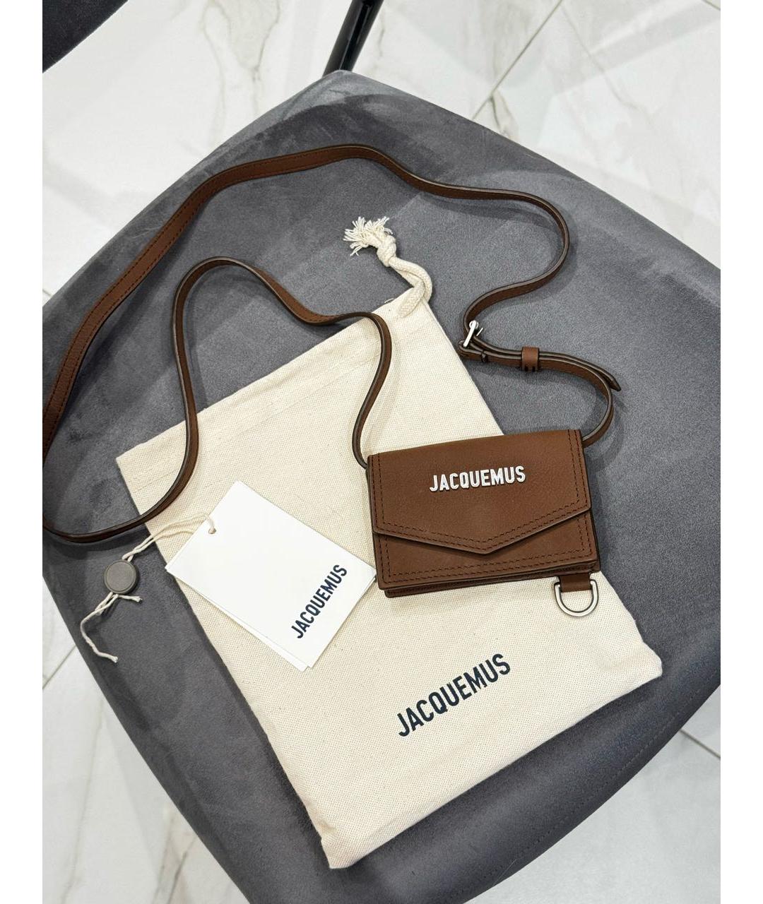 JACQUEMUS Коричневая кожаная сумка через плечо, фото 6