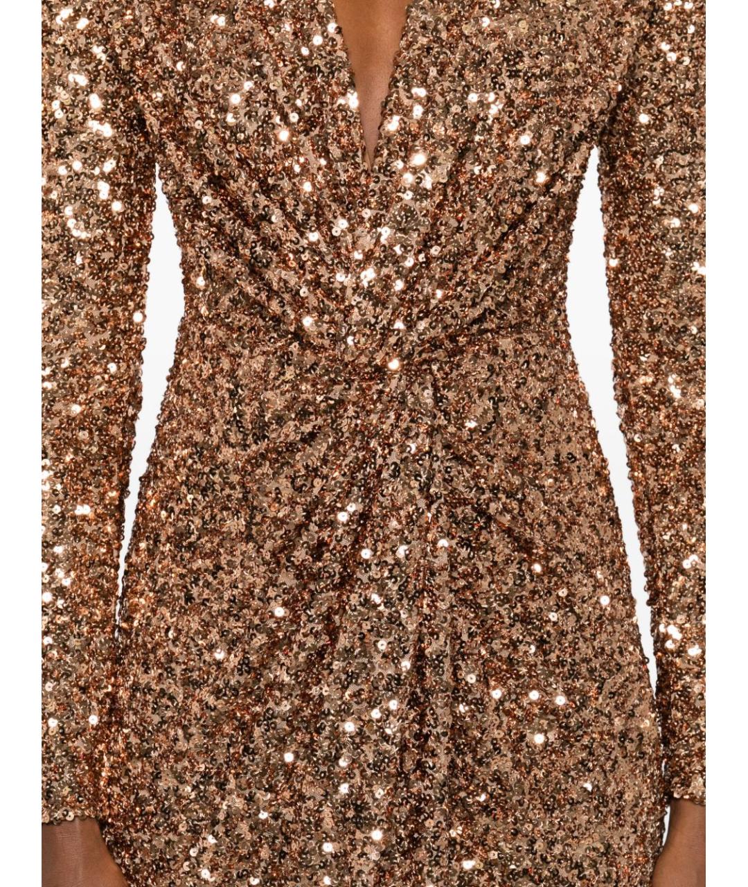 ELISABETTA FRANCHI Золотое полиэстеровое вечернее платье, фото 4