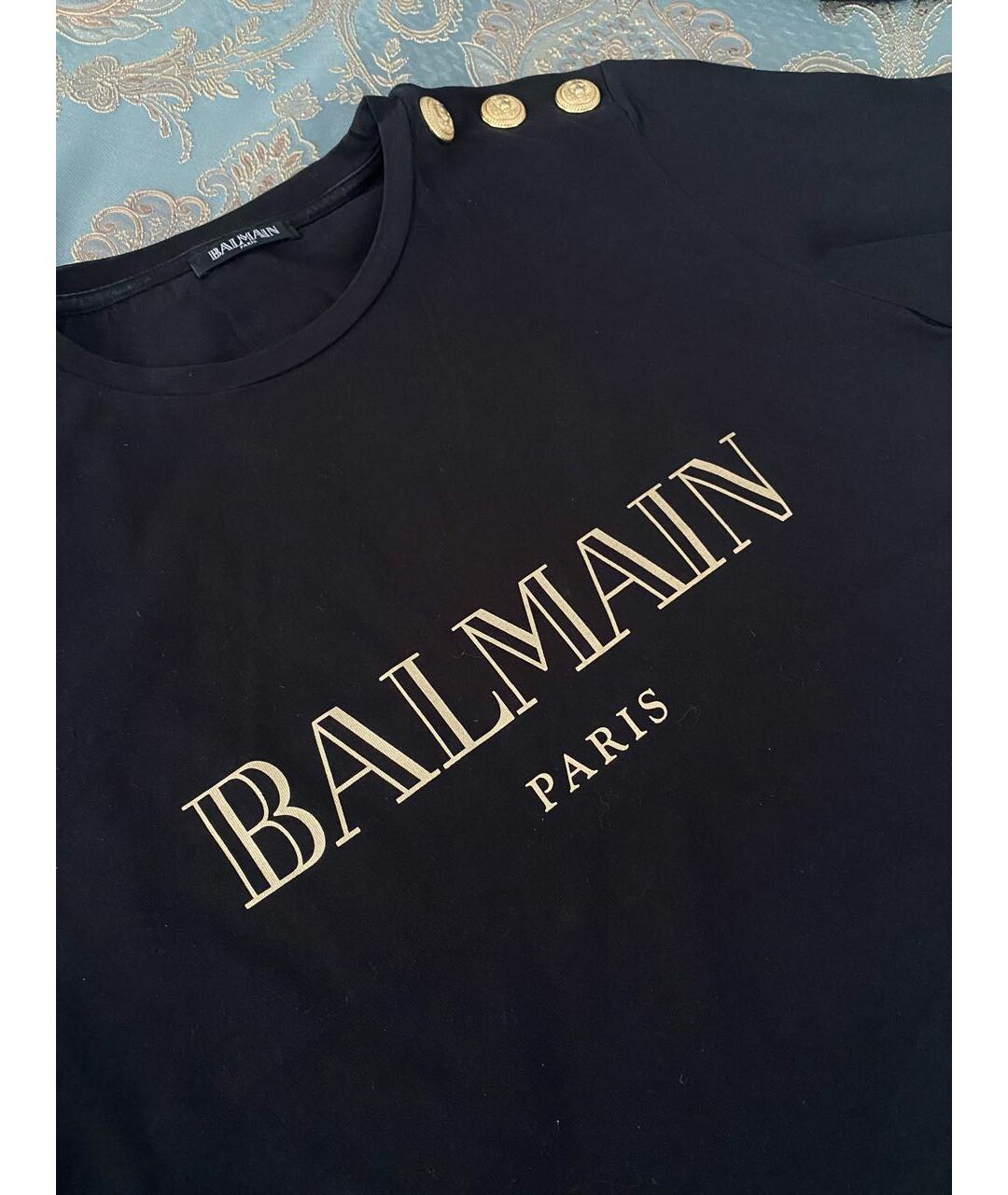 BALMAIN Черная хлопко-эластановая футболка, фото 3