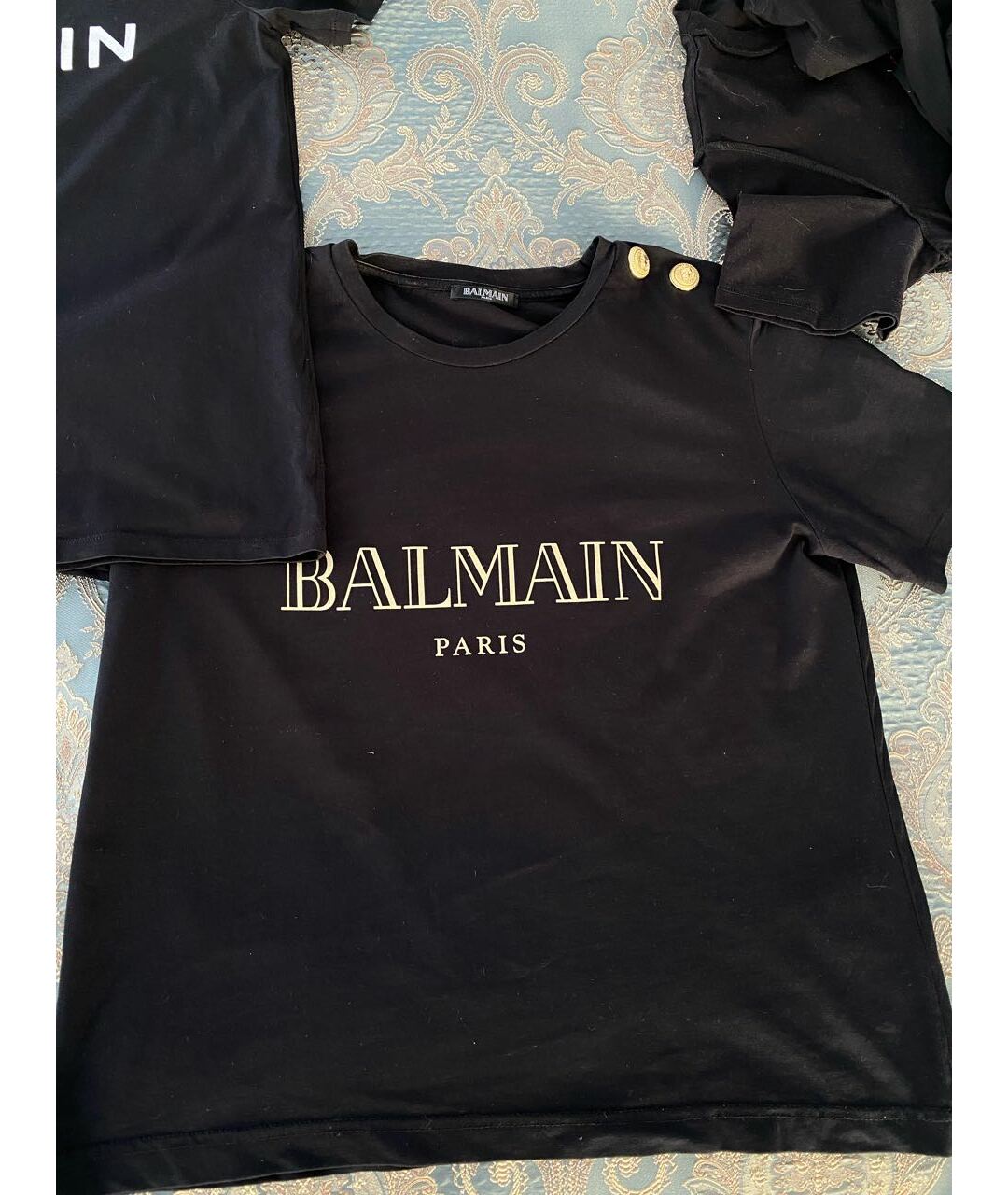BALMAIN Черная хлопко-эластановая футболка, фото 5