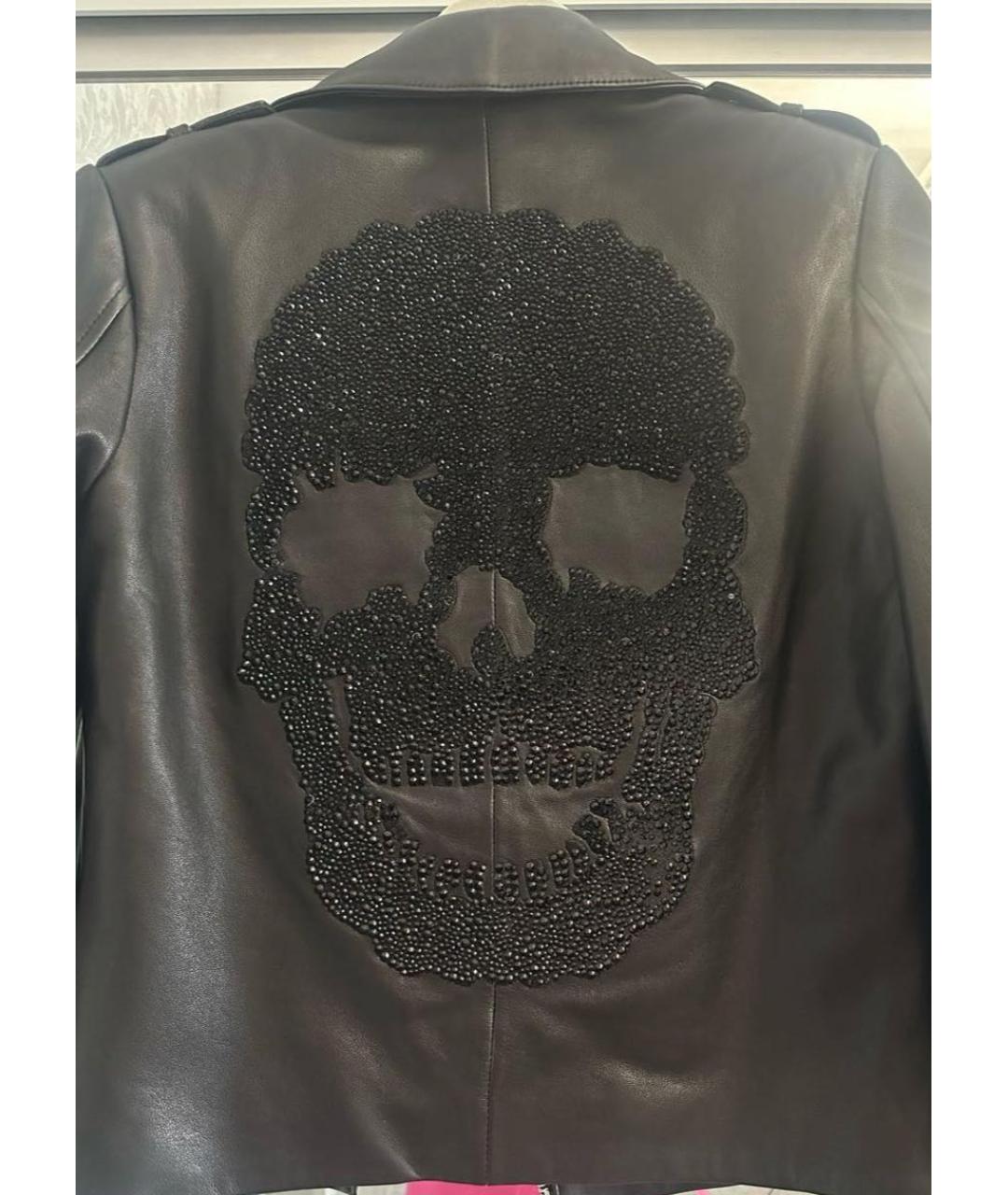 PHILIPP PLEIN Черная кожаная куртка, фото 3