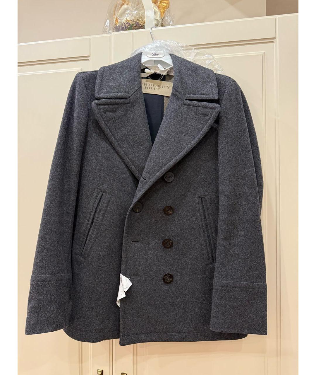 BURBERRY Антрацитовое шерстяное пальто, фото 2