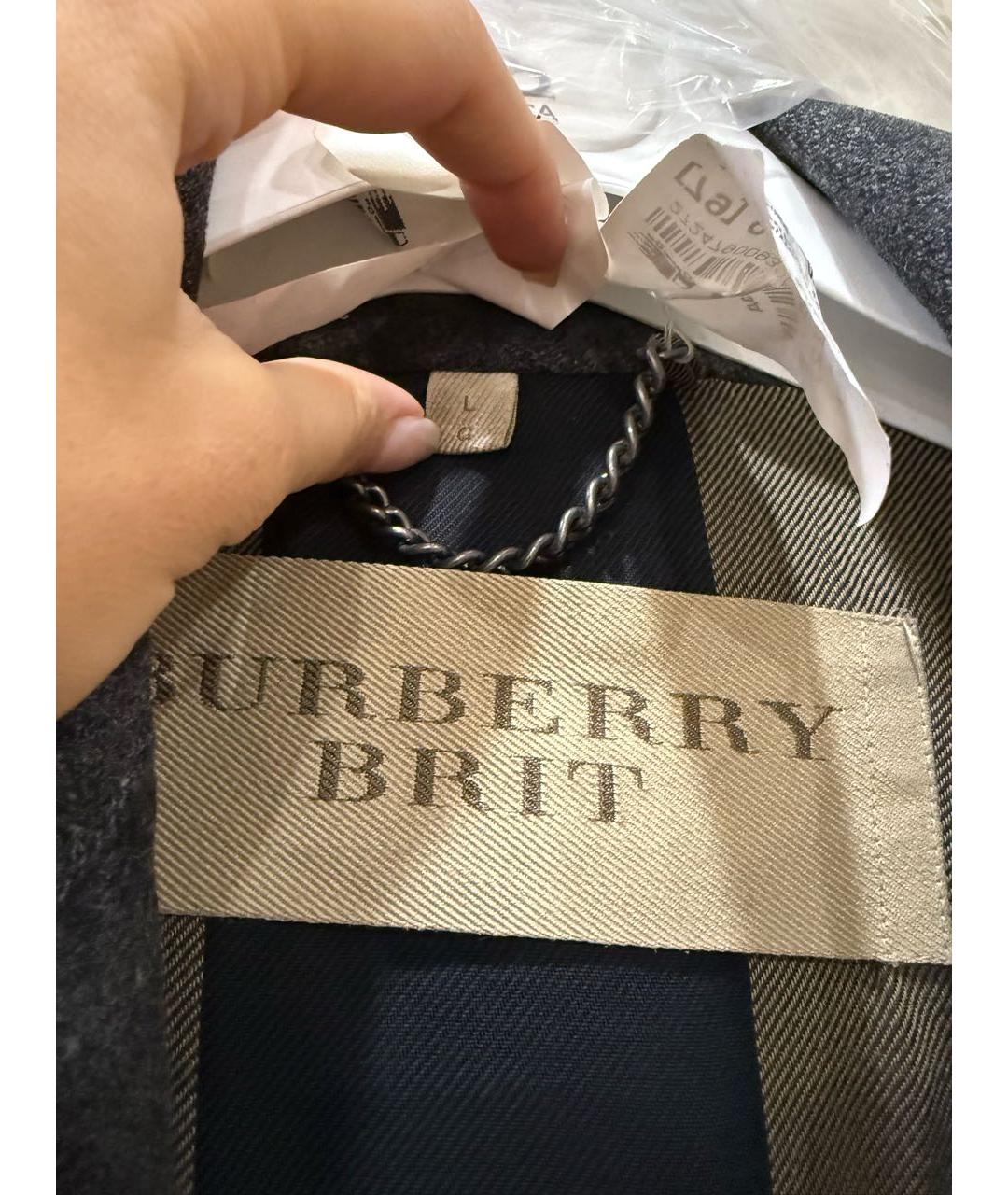BURBERRY Антрацитовое шерстяное пальто, фото 6