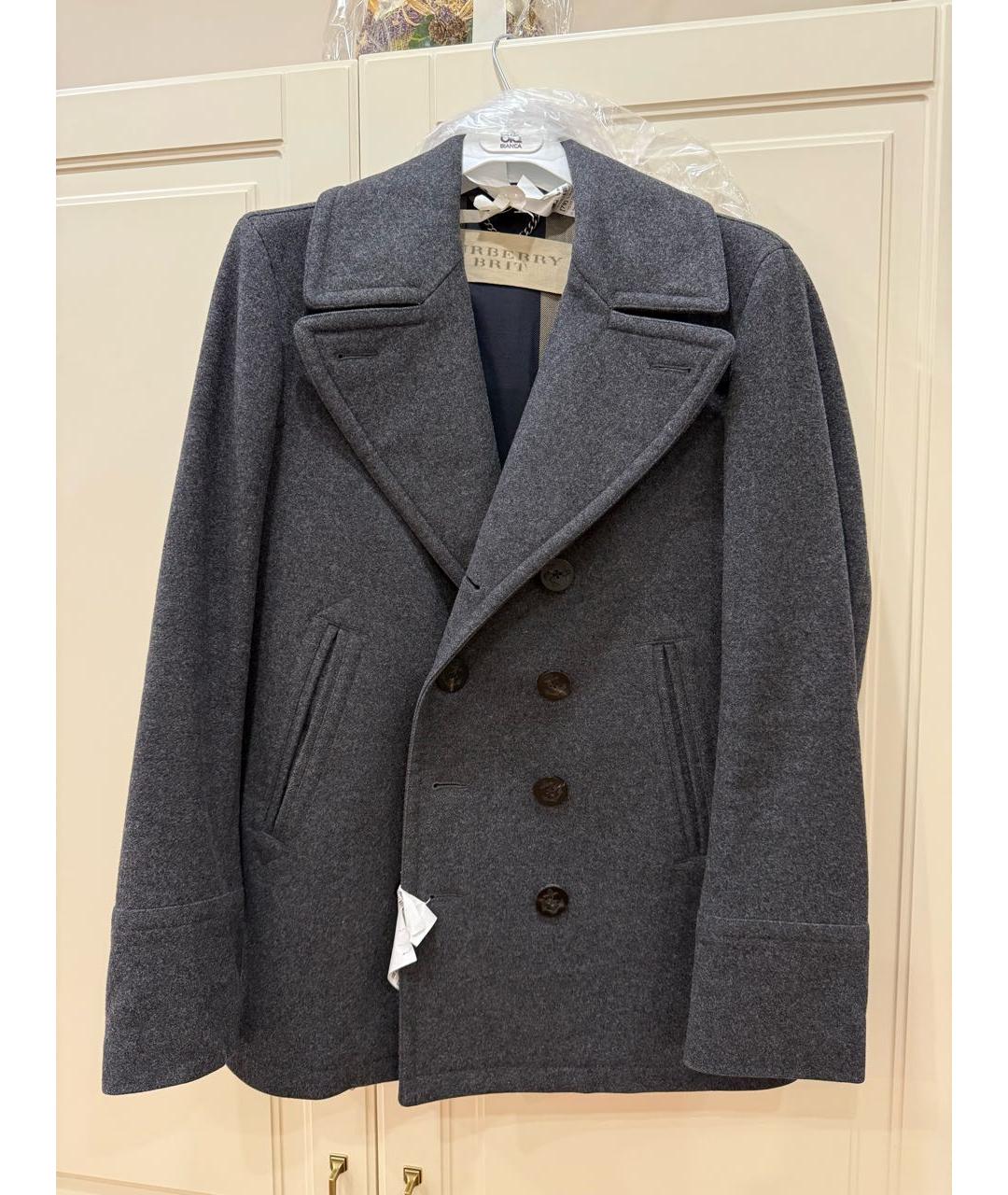 BURBERRY Антрацитовое шерстяное пальто, фото 3
