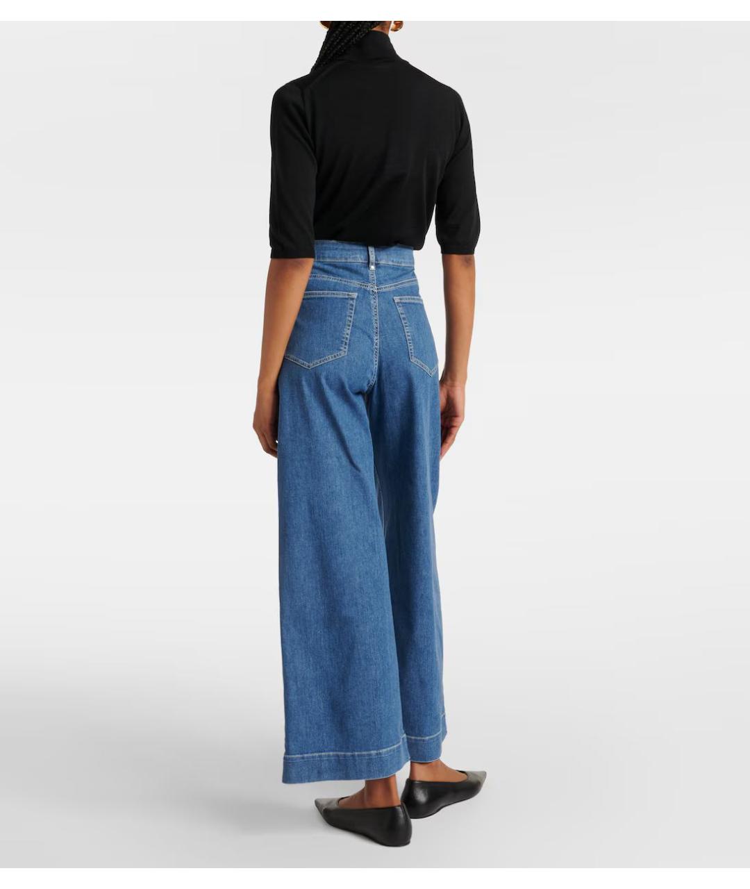 'S MAX MARA Синие хлопко-эластановые джинсы клеш, фото 3