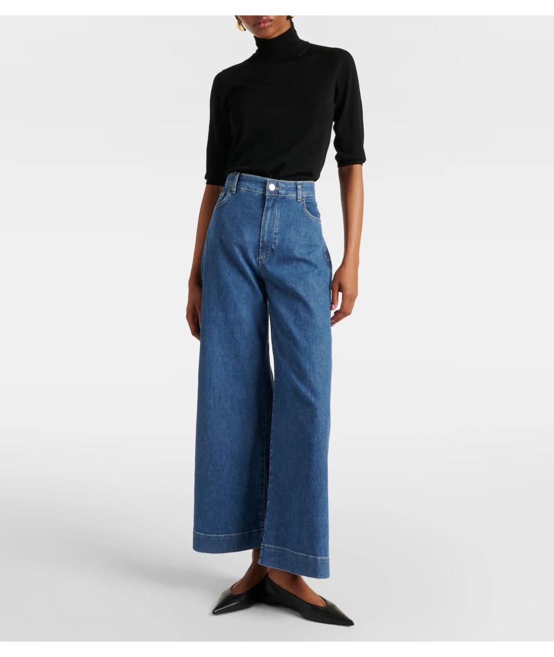 'S MAX MARA Синие хлопко-эластановые джинсы клеш, фото 2