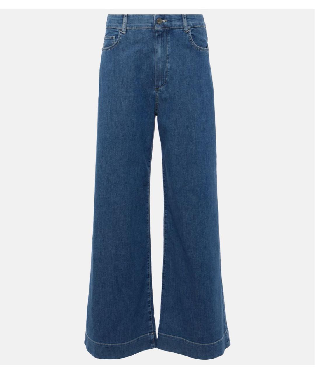 'S MAX MARA Синие хлопко-эластановые джинсы клеш, фото 6