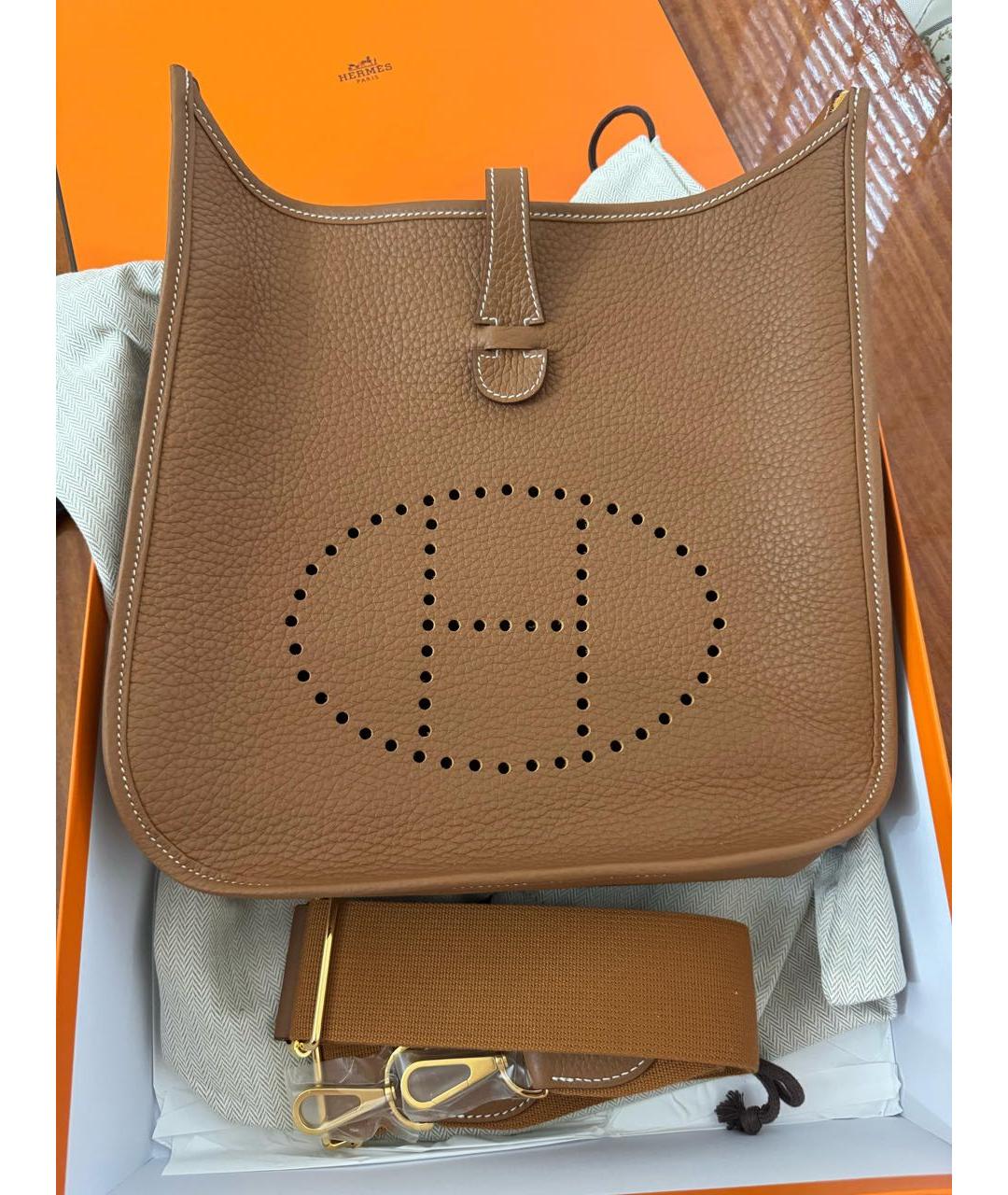 HERMES Горчичная кожаная сумка через плечо, фото 2