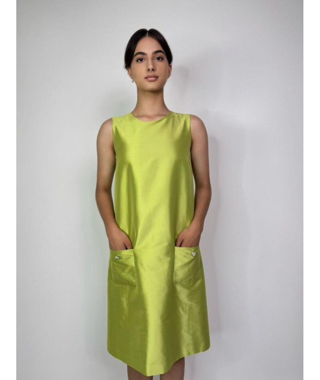 MAX MARA Зеленые шелковое повседневное платье, фото 8