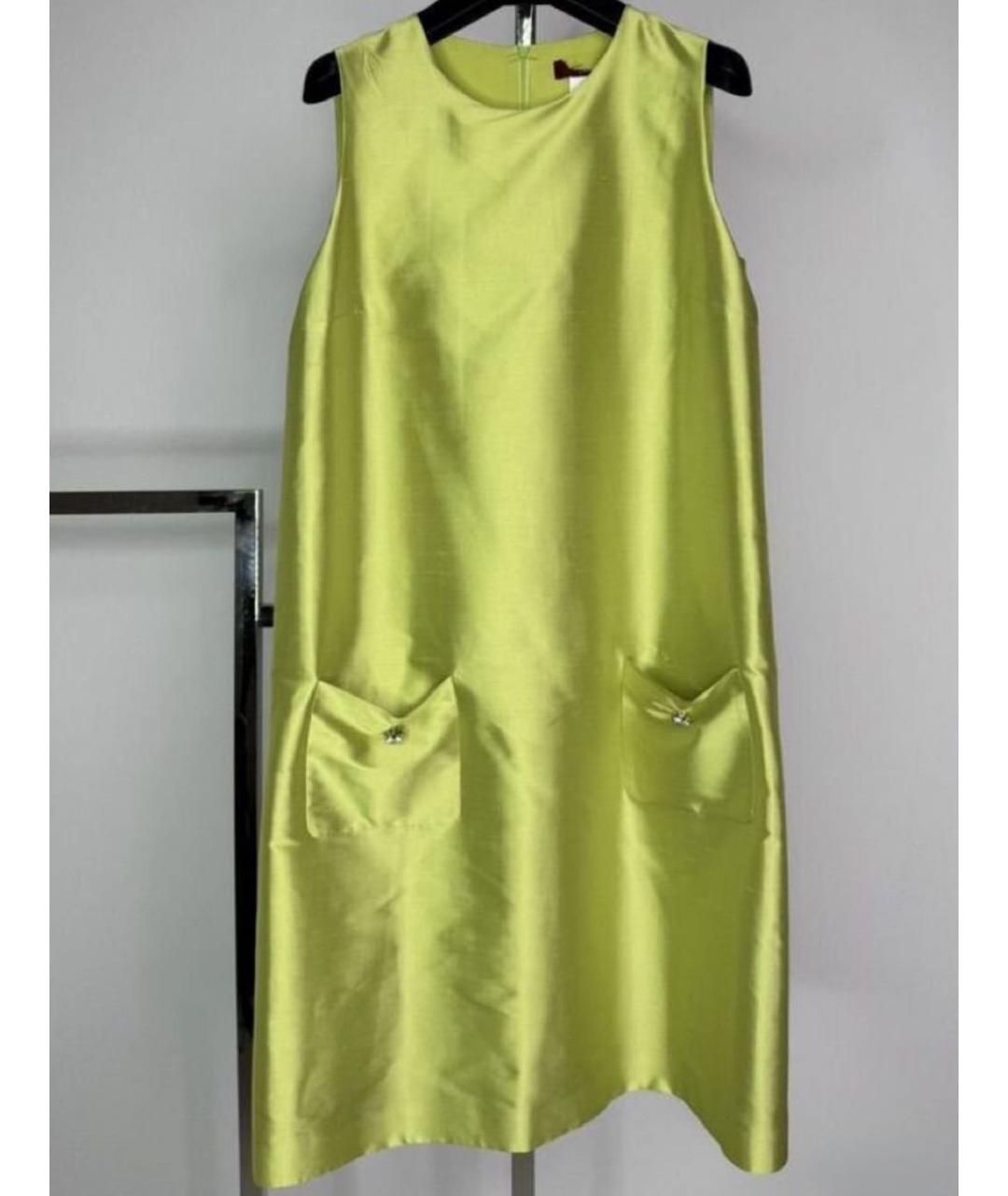 MAX MARA Зеленые шелковое повседневное платье, фото 9