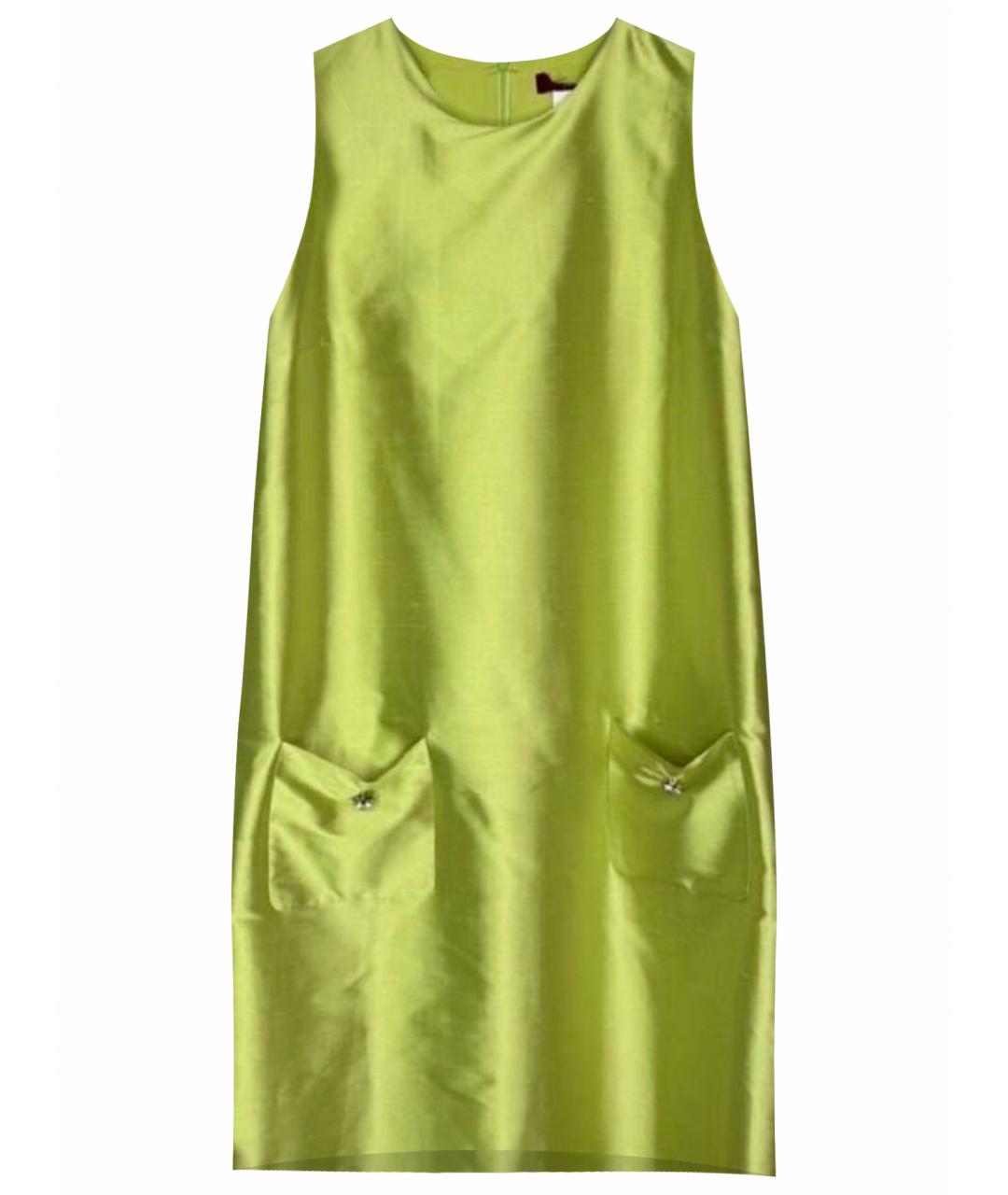 MAX MARA Зеленые шелковое повседневное платье, фото 1