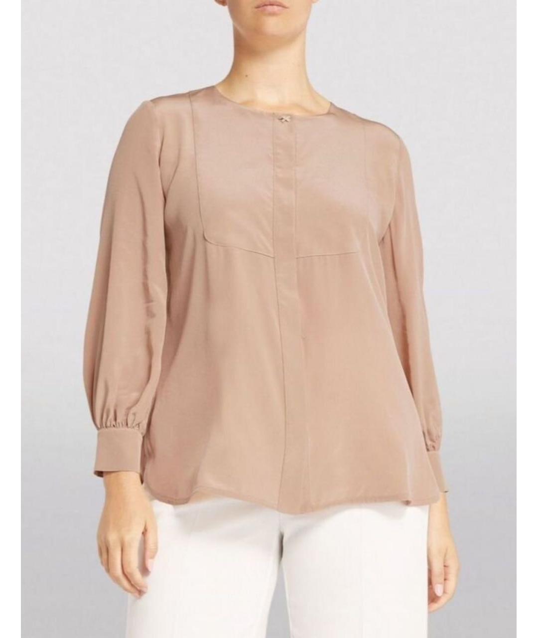 MAX MARA Бежевая шелковая блузы, фото 6