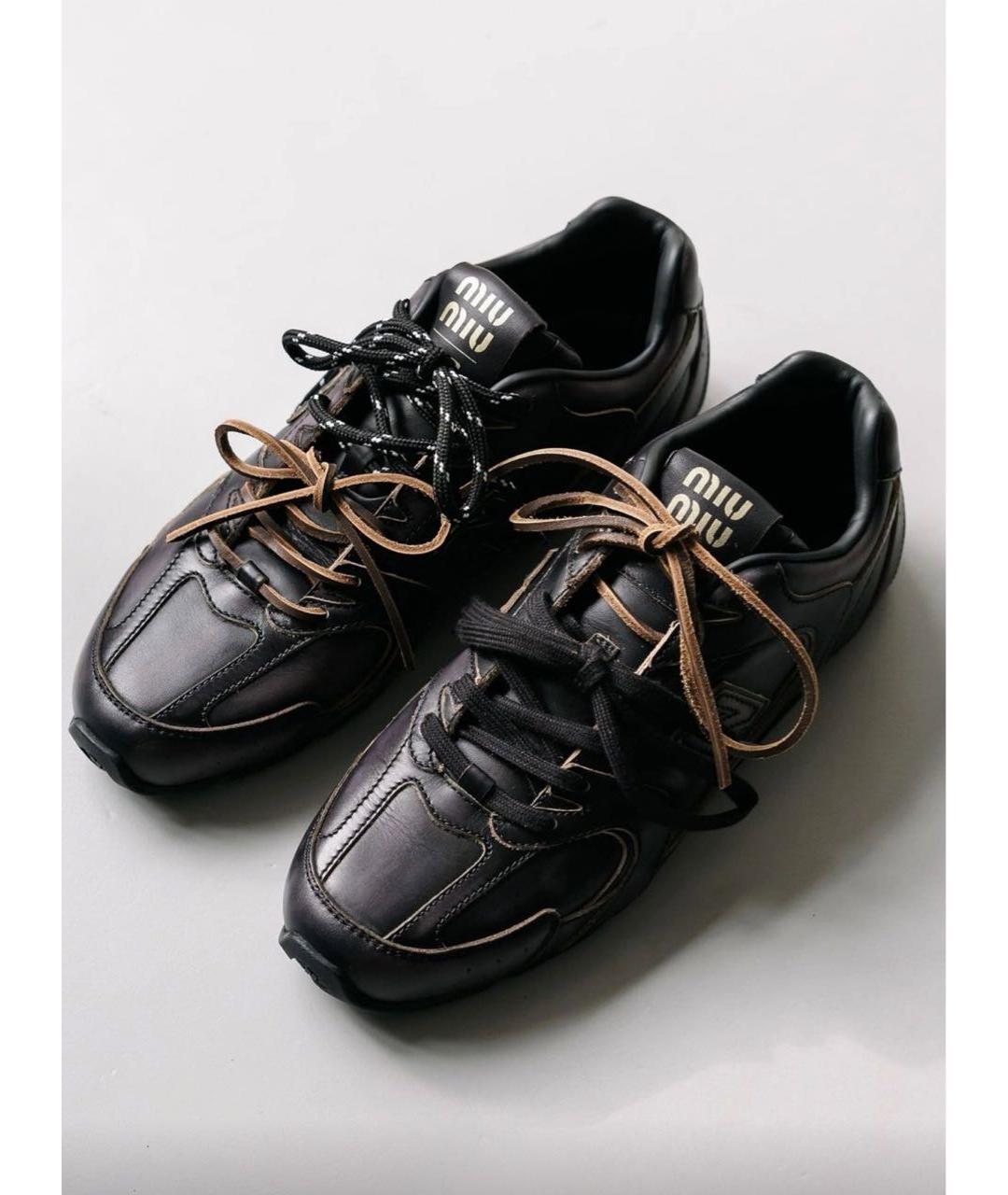 MIU MIU Черные кожаные кроссовки, фото 7
