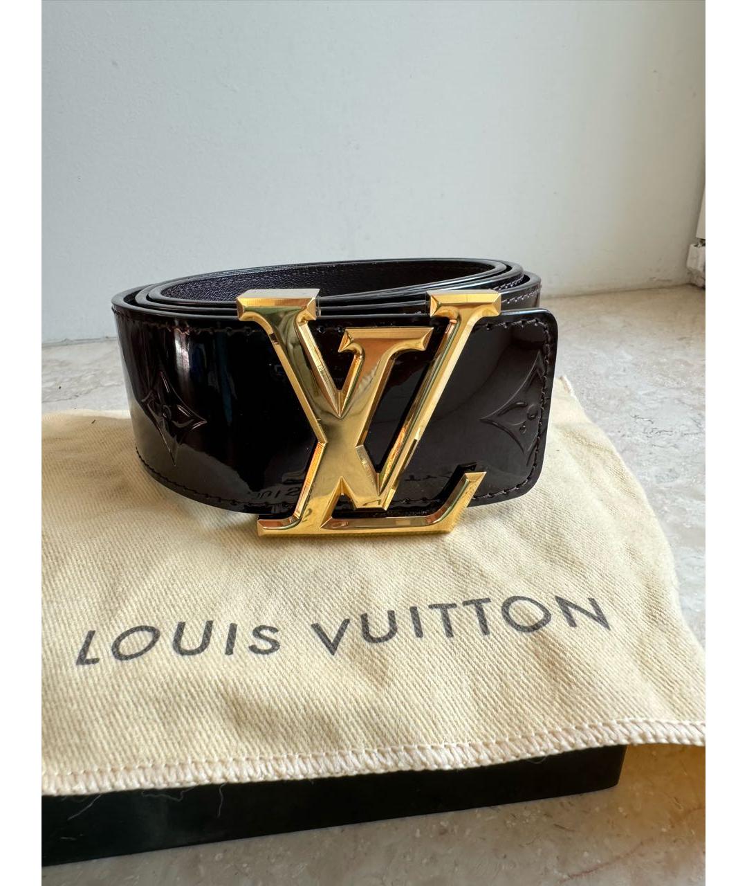 LOUIS VUITTON Бордовый ремень из лакированной кожи, фото 8