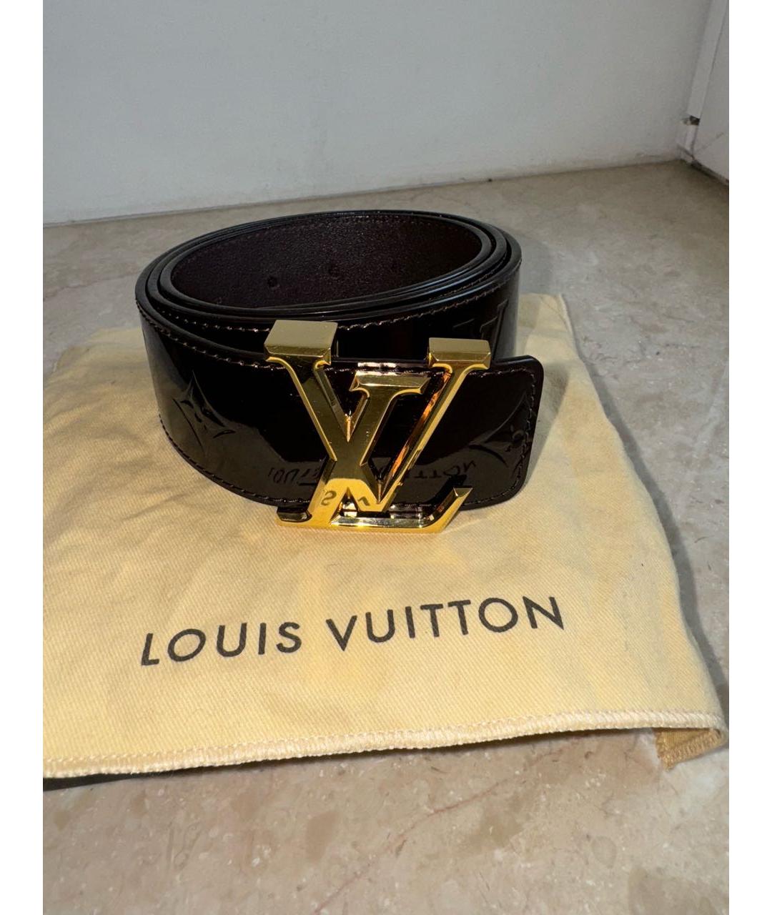 LOUIS VUITTON Бордовый ремень из лакированной кожи, фото 6