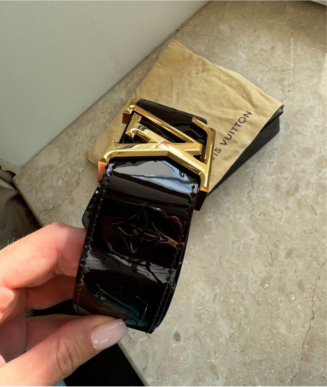 LOUIS VUITTON Бордовый ремень из лакированной кожи, фото 2