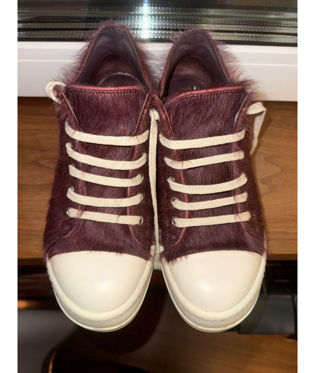 RICK OWENS Фиолетовые кожаные кеды, фото 2