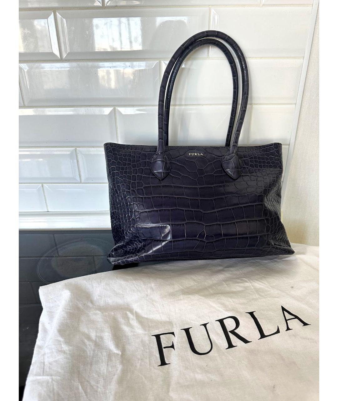 FURLA Фиолетовая кожаная сумка тоут, фото 5