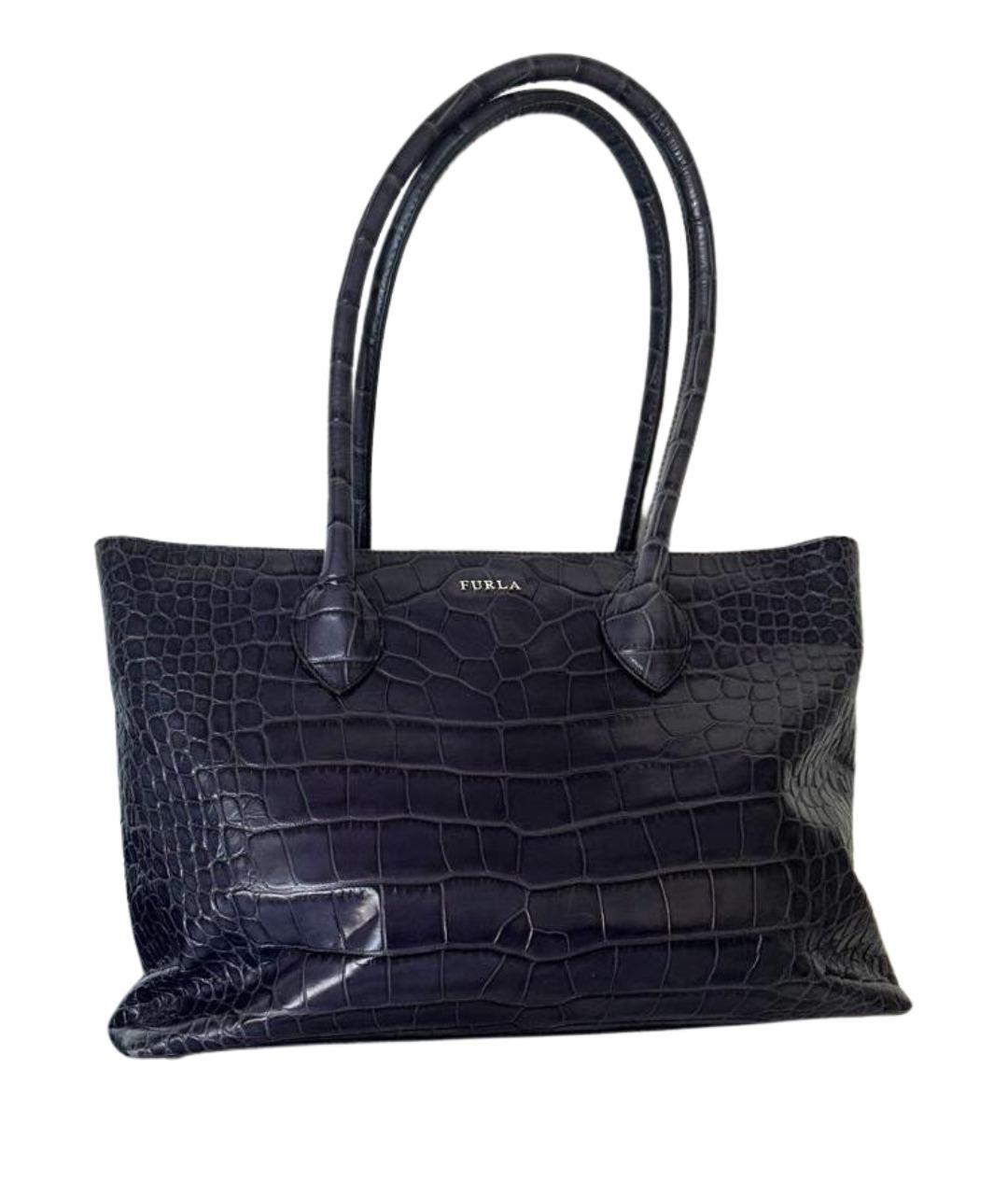 FURLA Фиолетовая кожаная сумка тоут, фото 1