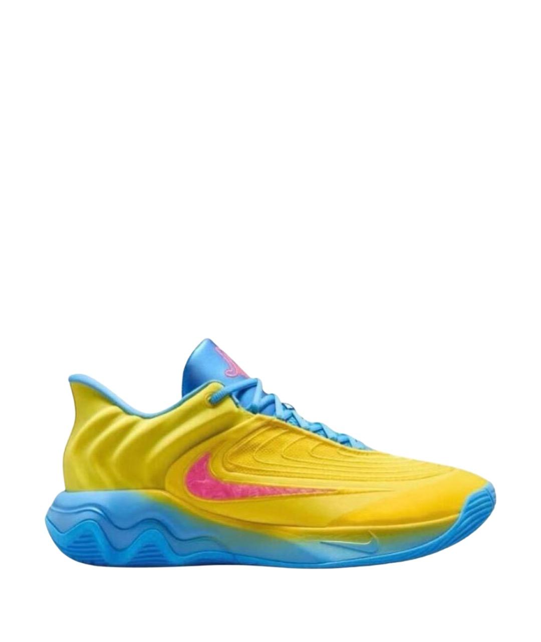 NIKE Желтые текстильные высокие кроссовки / кеды, фото 1