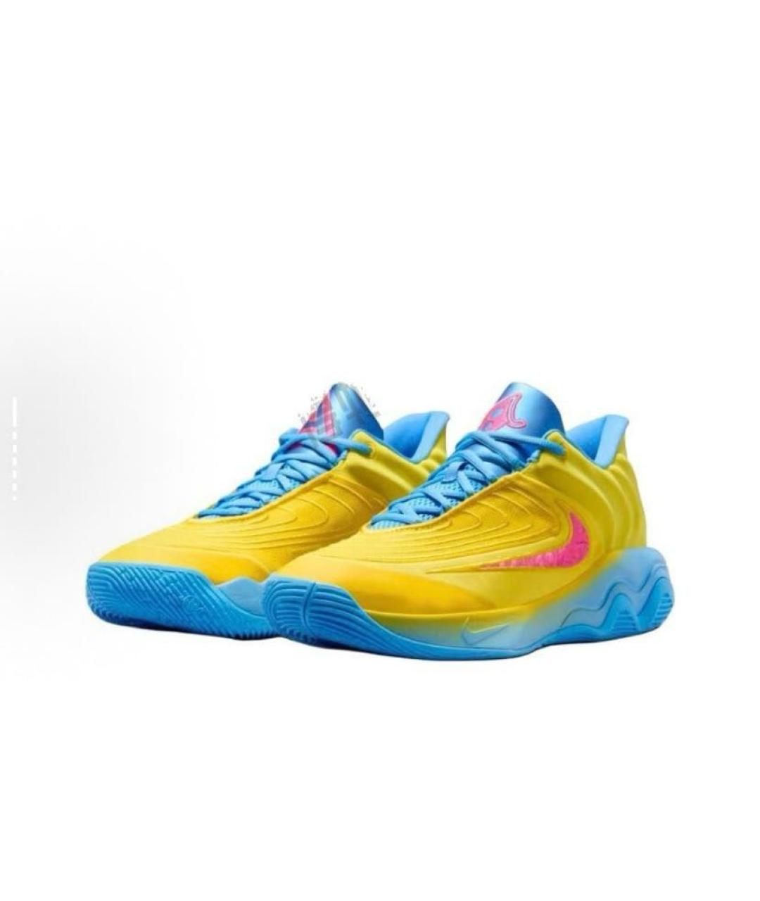 NIKE Желтые текстильные высокие кроссовки / кеды, фото 3