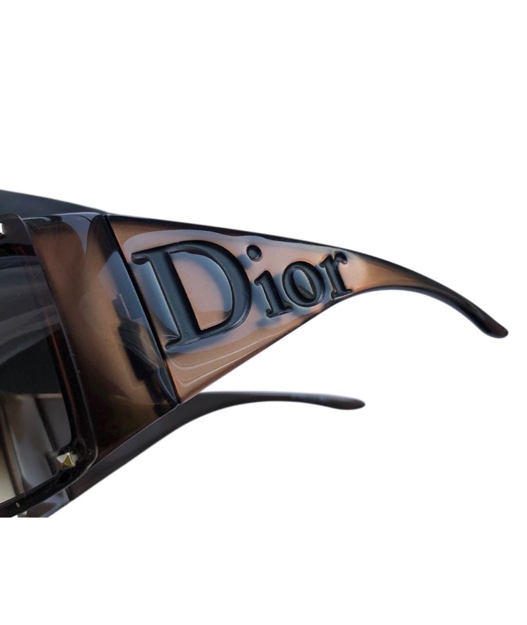 CHRISTIAN DIOR Коричневые пластиковые солнцезащитные очки, фото 2