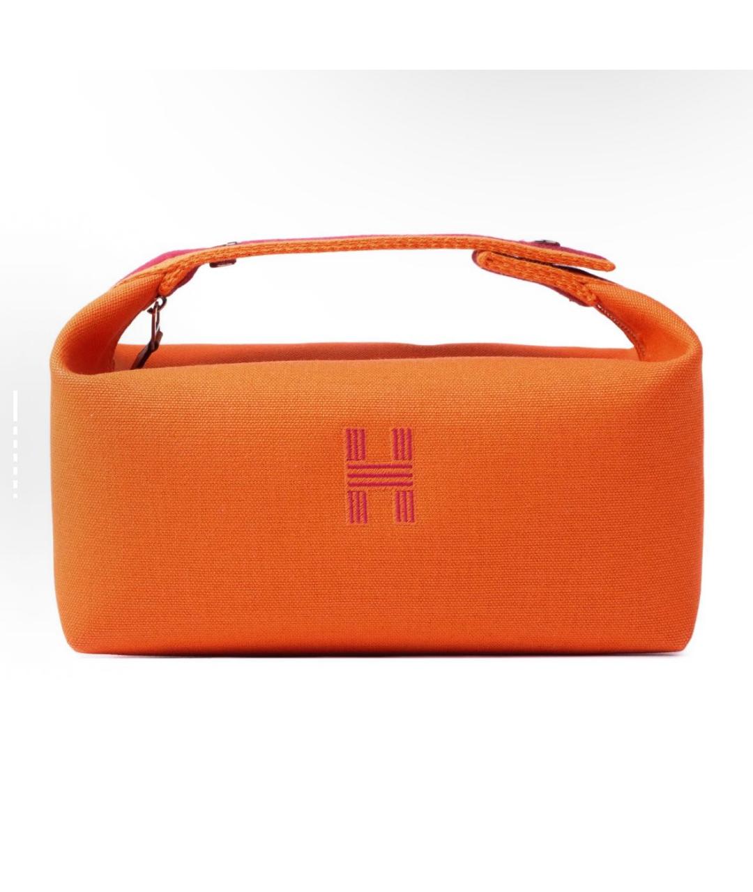 HERMES Оранжевая косметичка, фото 5