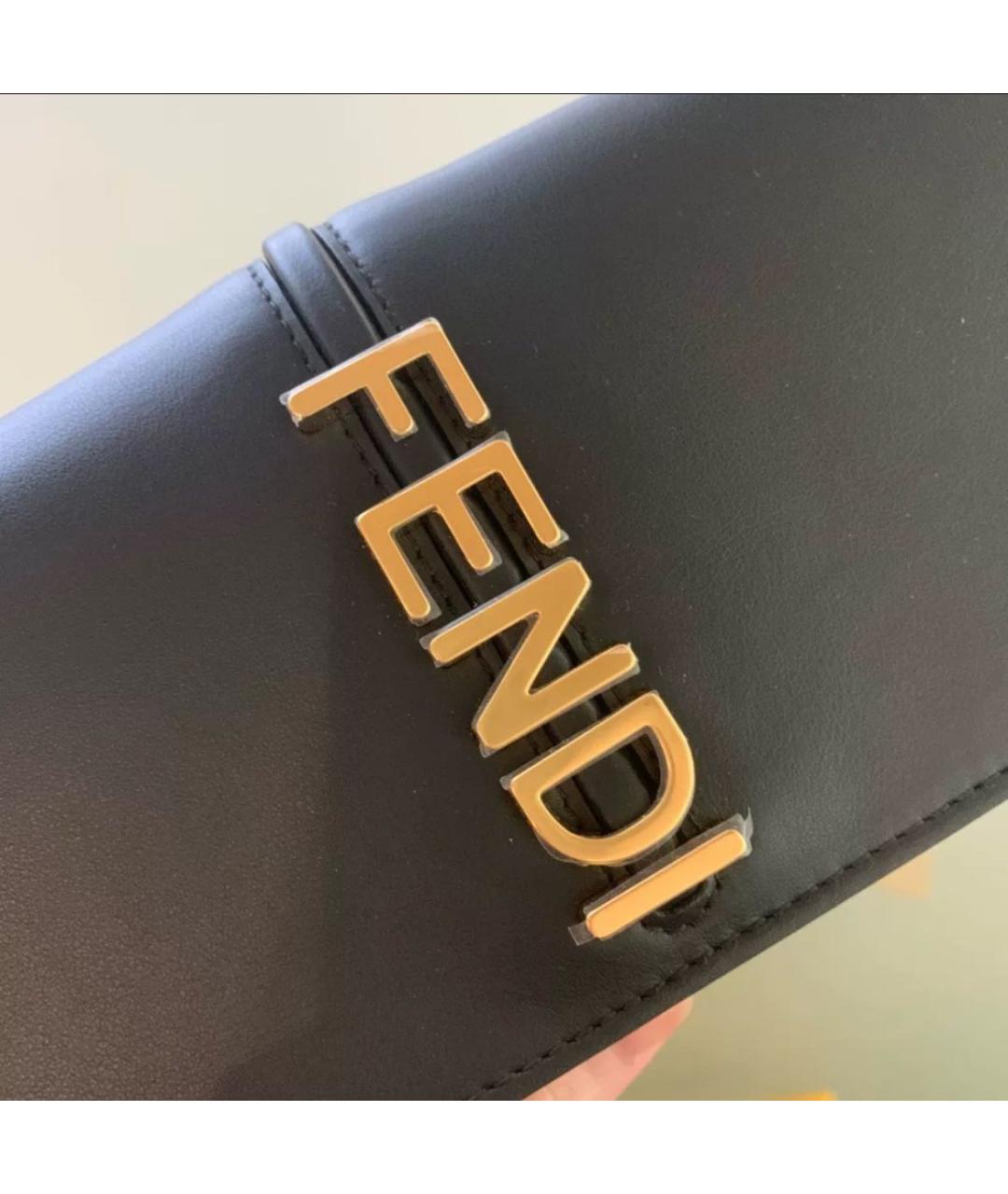 FENDI Черная кожаная сумка через плечо, фото 4