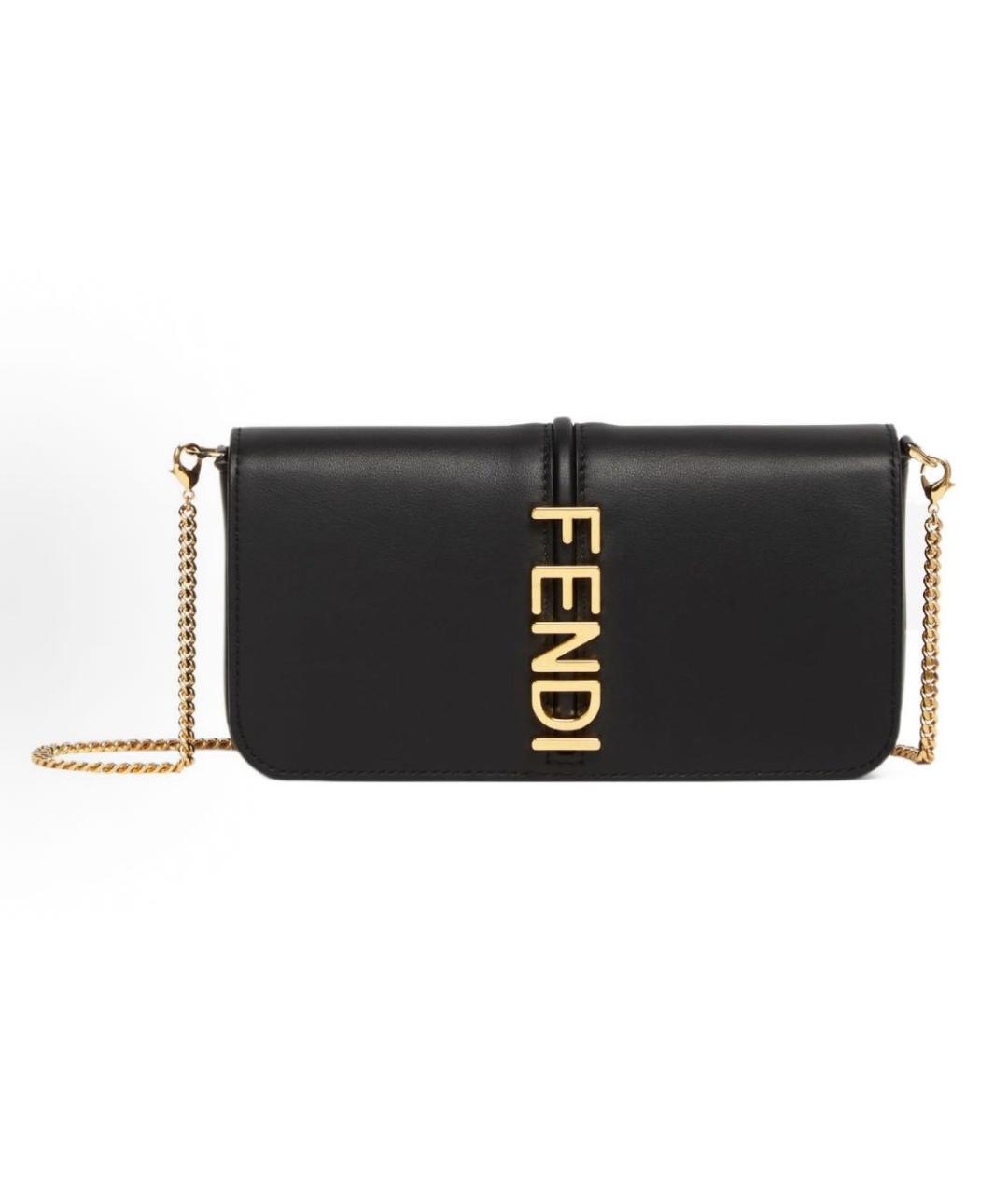FENDI Черная кожаная сумка через плечо, фото 5
