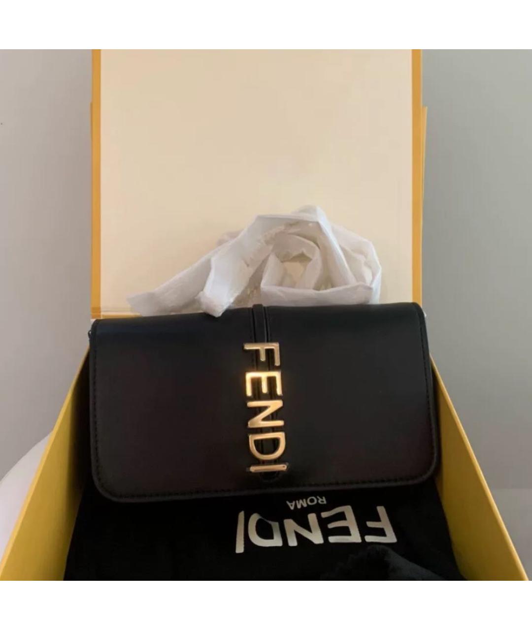 FENDI Черная кожаная сумка через плечо, фото 2