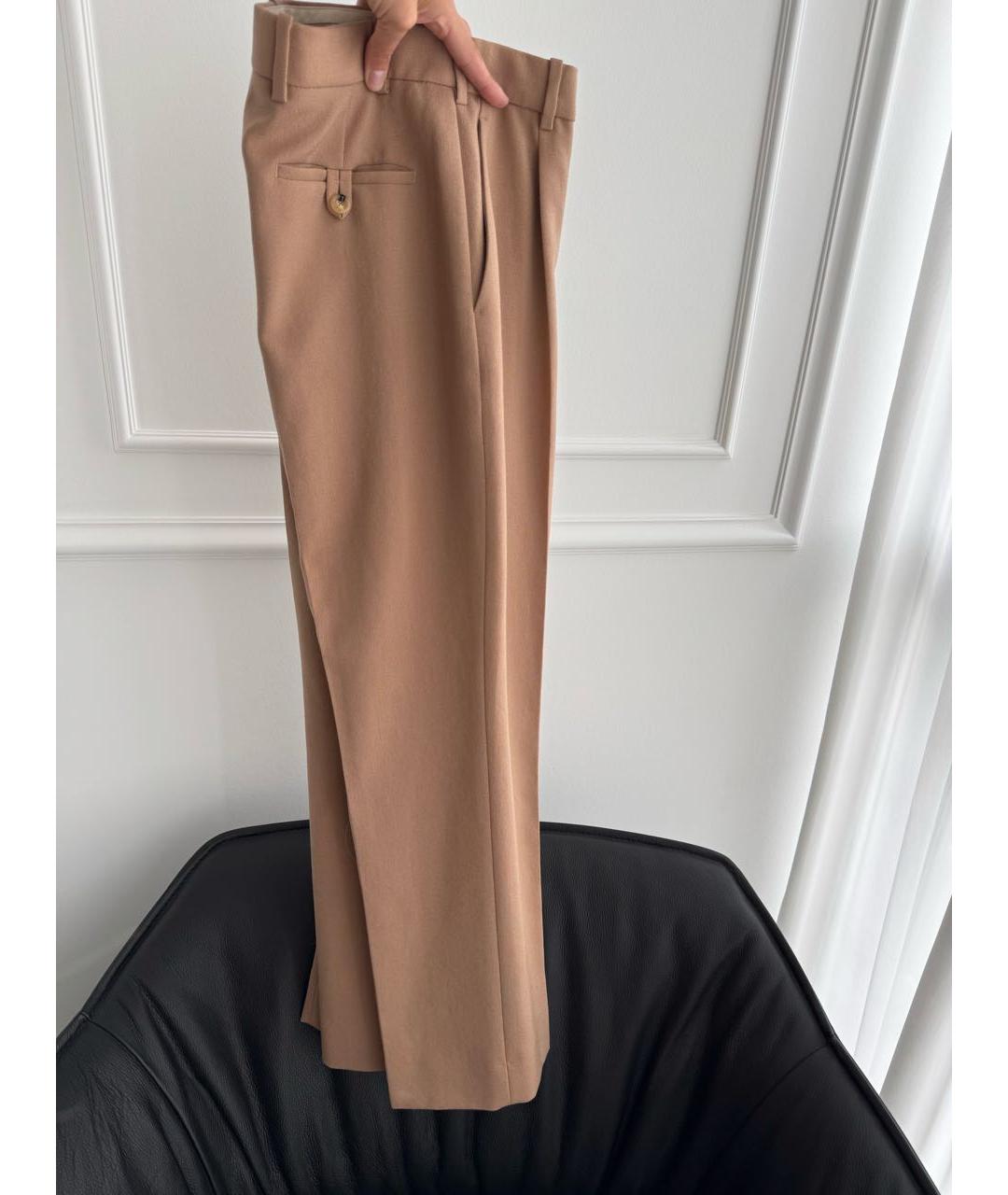 GUCCI Бежевые шерстяные прямые брюки, фото 4