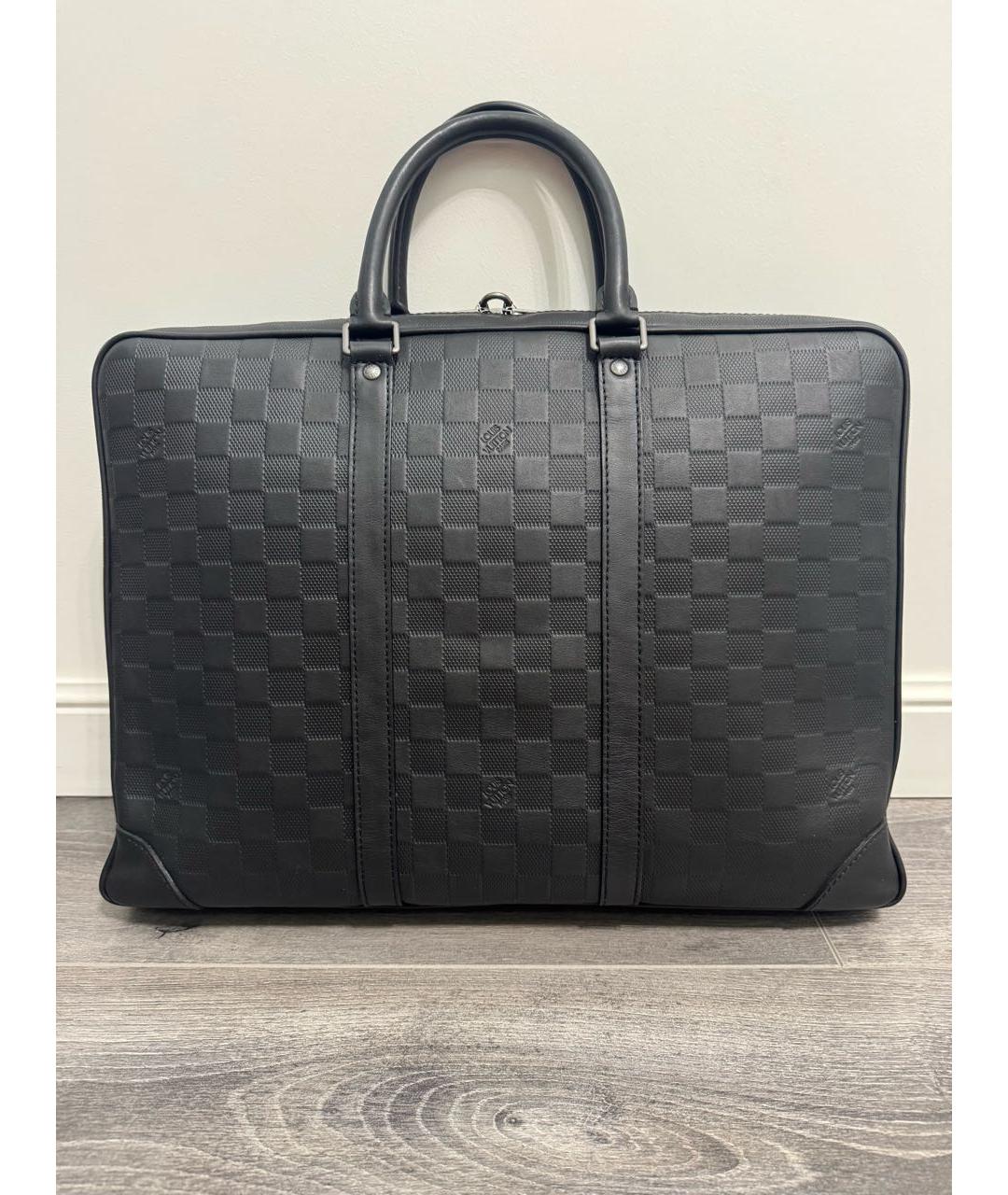 LOUIS VUITTON Черный кожаный портфель, фото 2
