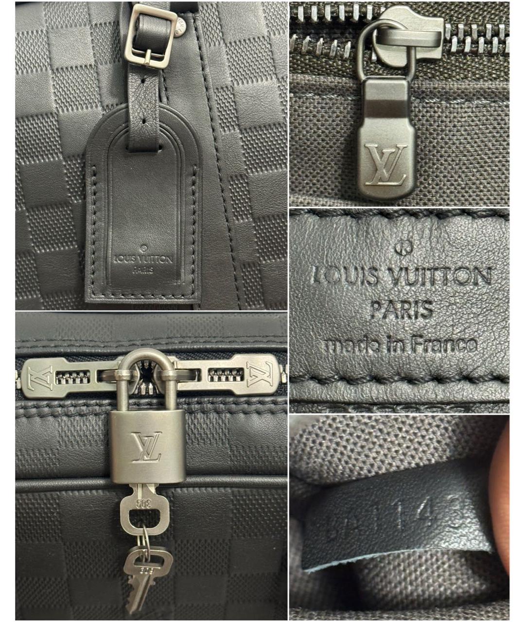 LOUIS VUITTON Черный кожаный портфель, фото 7