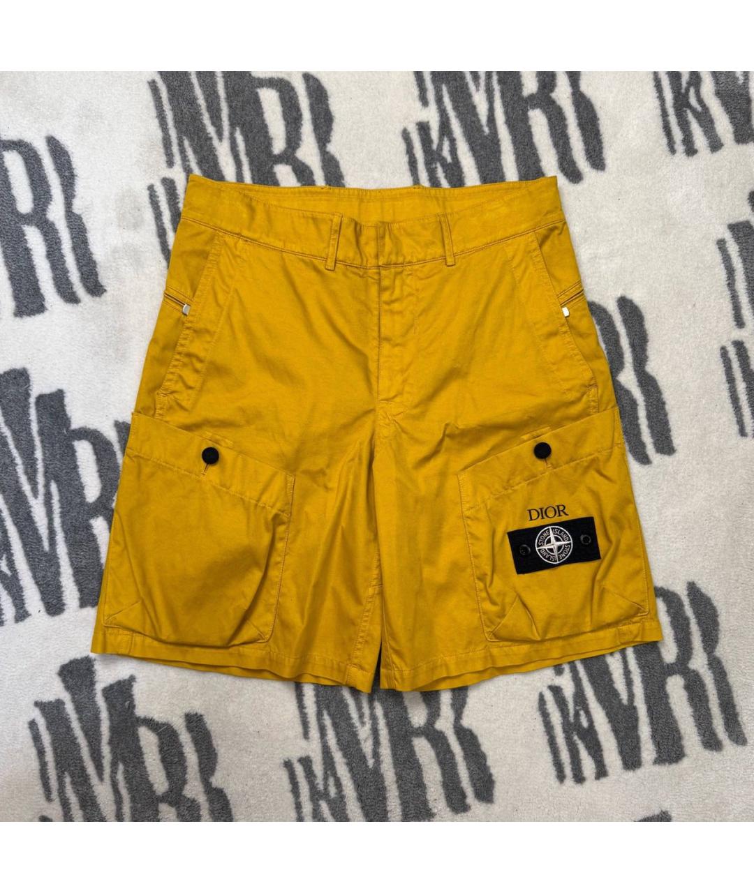 STONE ISLAND Горчичные хлопковые шорты, фото 5