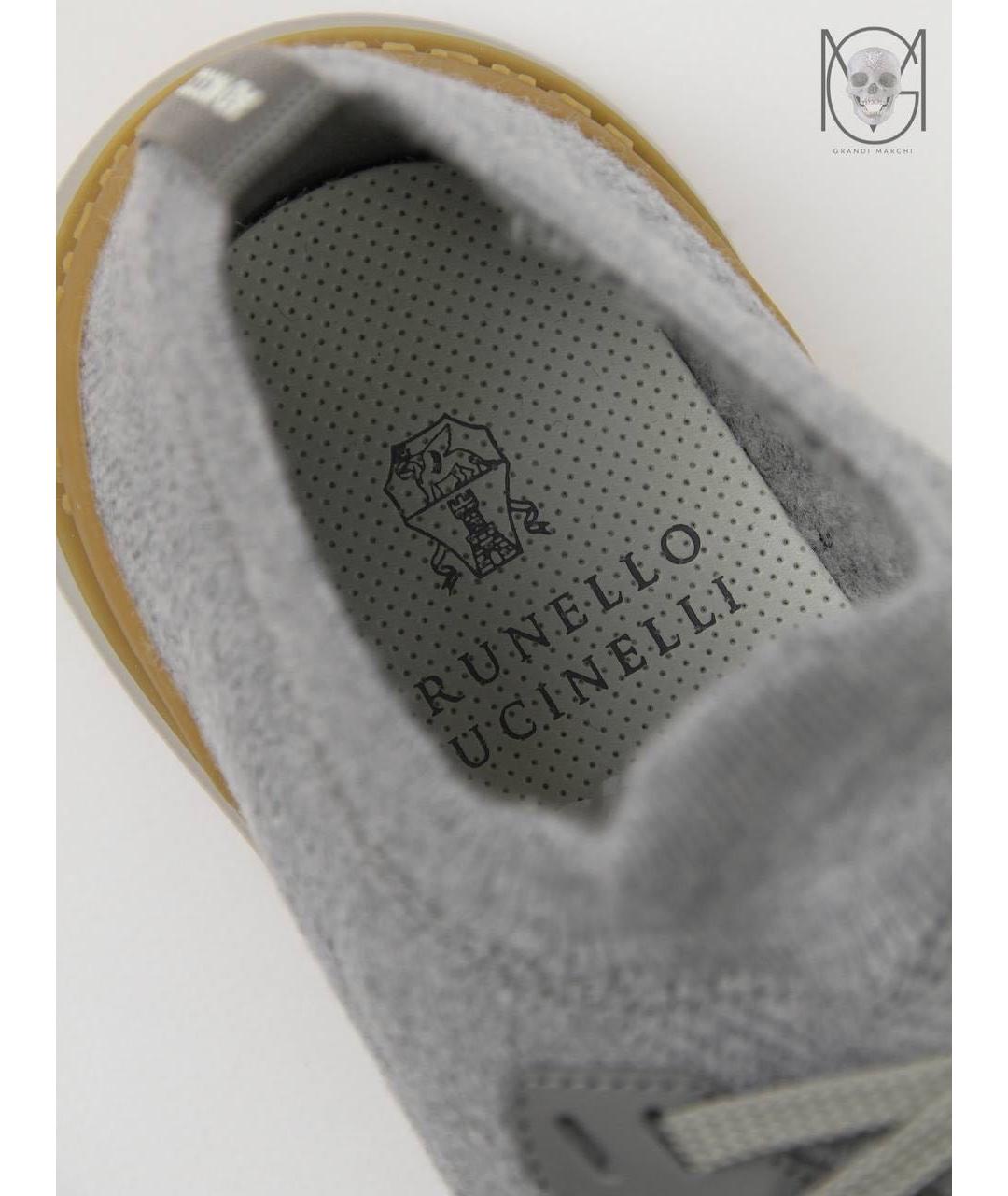 BRUNELLO CUCINELLI Серые текстильные низкие кроссовки / кеды, фото 3