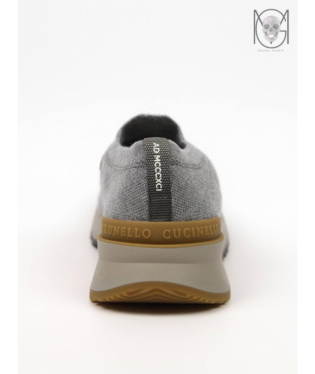 BRUNELLO CUCINELLI Серые текстильные низкие кроссовки / кеды, фото 4
