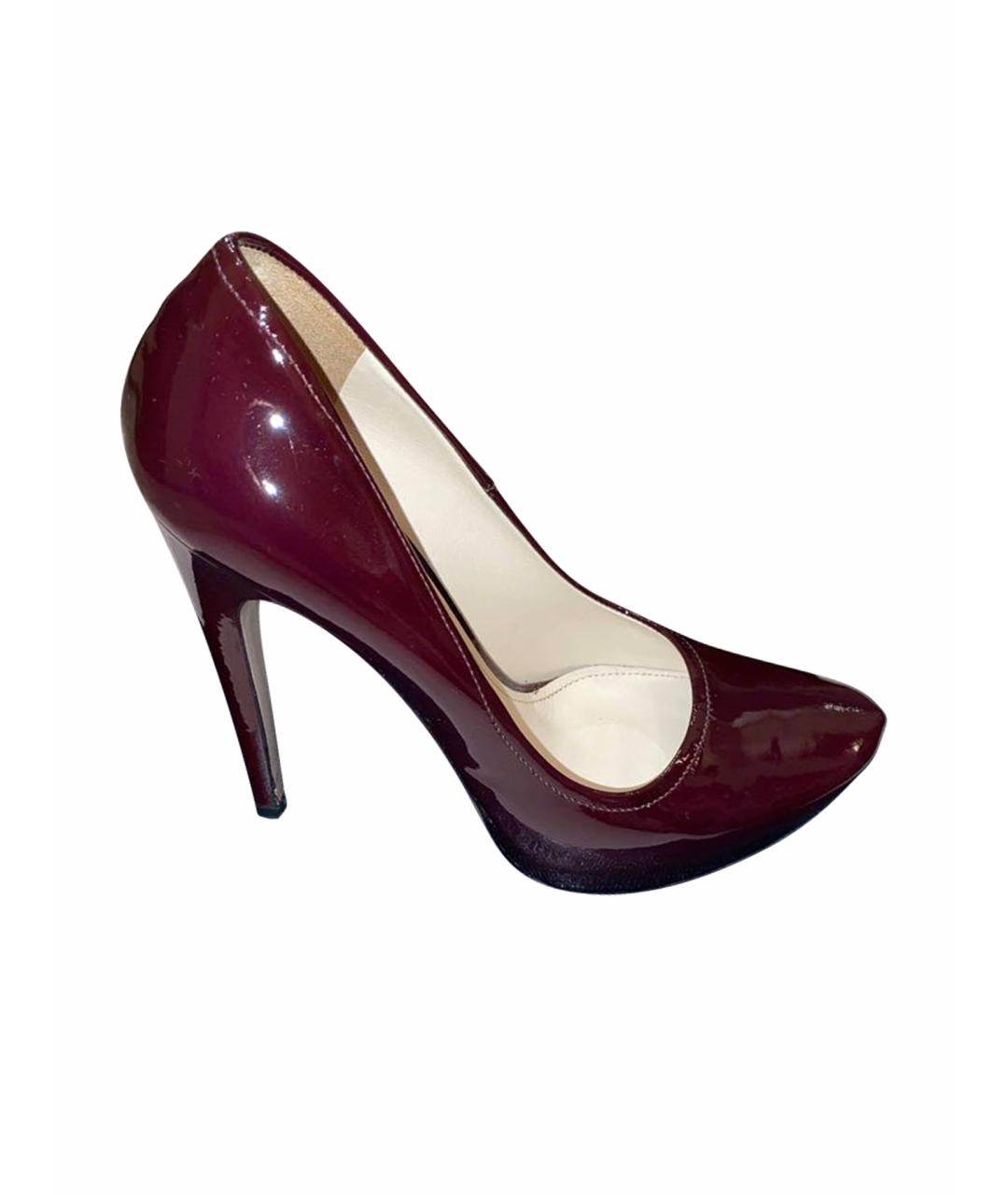 PRADA Бордовые туфли из лакированной кожи, фото 1