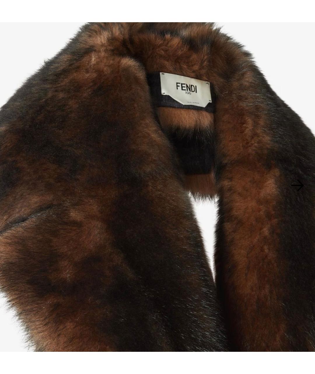 FENDI Коричневая меховая шуба, фото 3